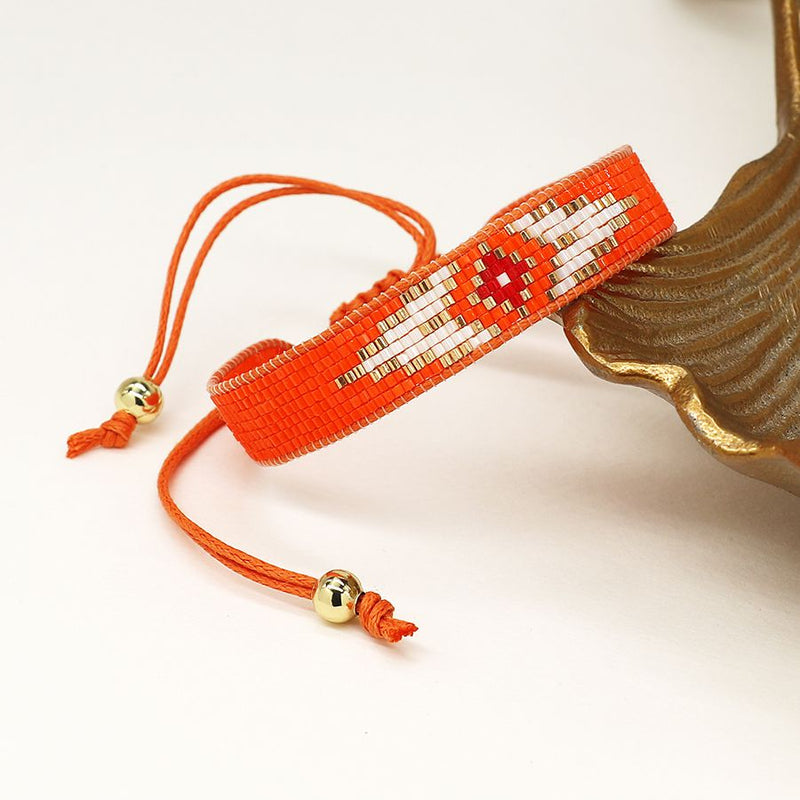 Orange handloom adjustable bracelet