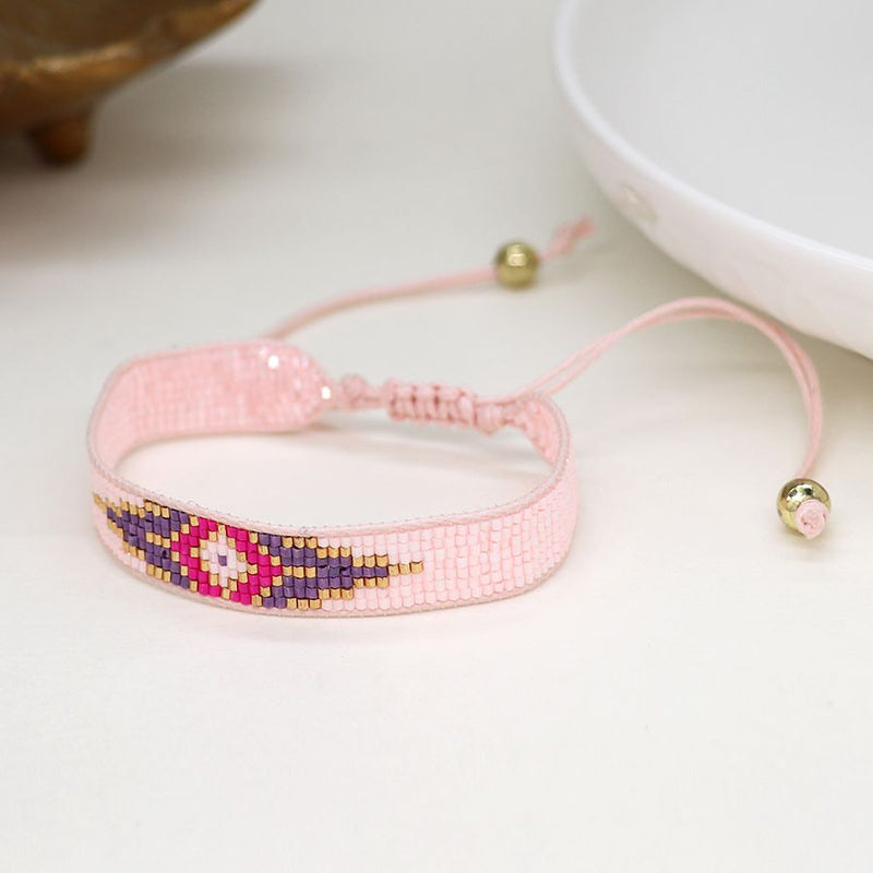 Pale pink handloom adjustable bracelet