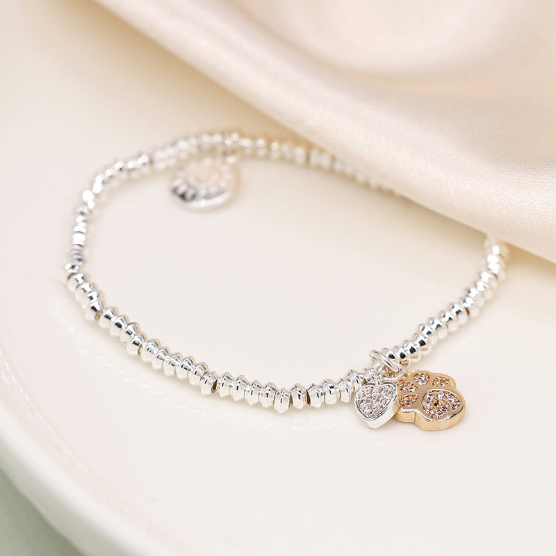 Silver plated Bracelet with Paw-print