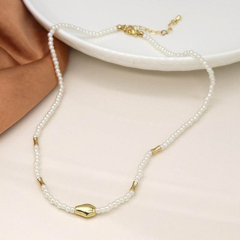 Seed Pearl Necklace with Gold Beads