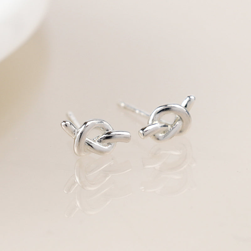 SILVER PLATED TINY KNOT STUDS