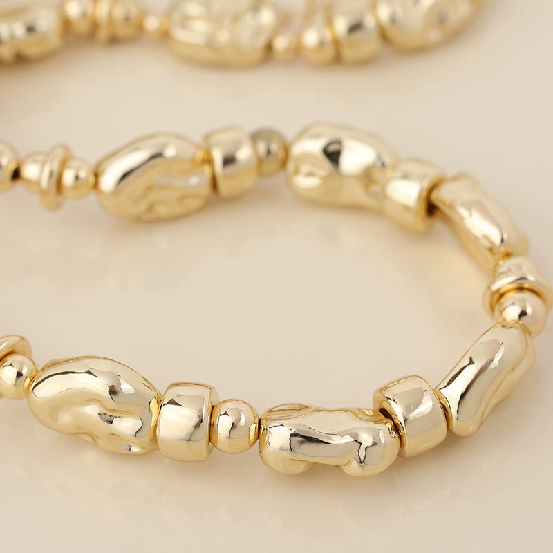 Golden mixed organic bead necklace