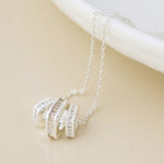 Silver plated simple crystal square rings necklace