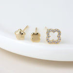 FAUX GOLD PLATED QUATREFOIL TRIPLE PAIR STUD PACK