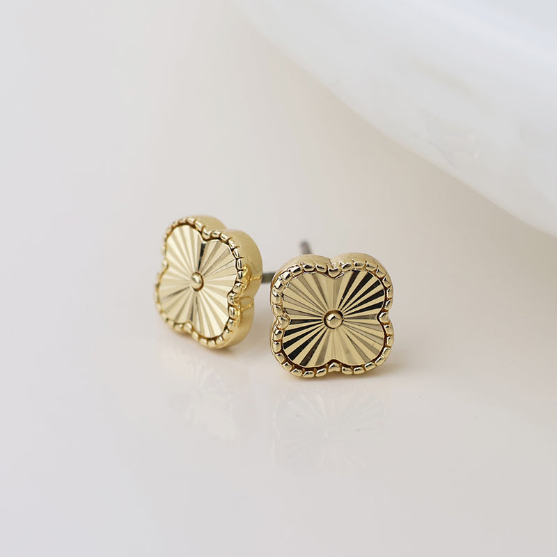 Faux gold plated quatrefoil stud earrings