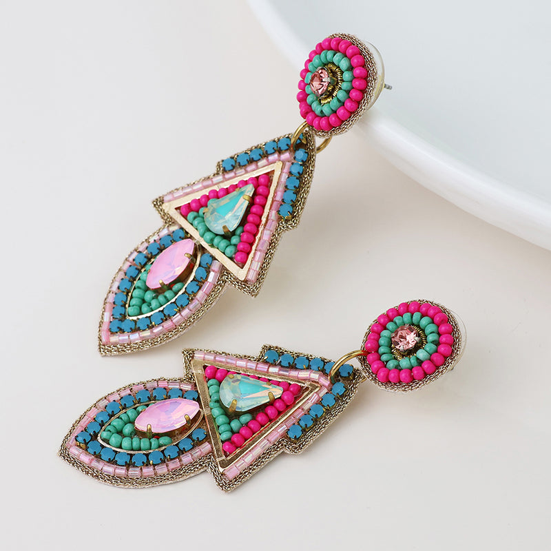 Embellished aqua mix Aztec earrings