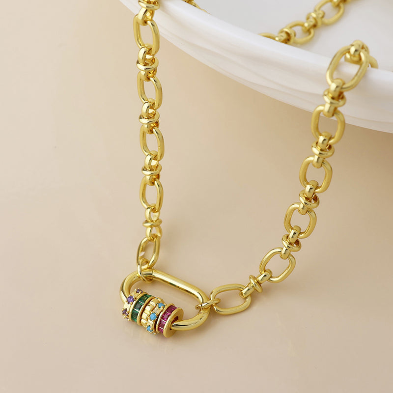 CHROMA LINK NECKLACE-FAUX GOLD PLATED