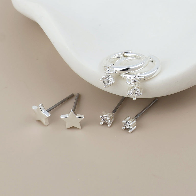 NAT EARRING SET-SILVER PLATED