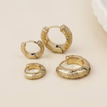 MOLTEN HUGGIE EARRING SET-WORN GOLD