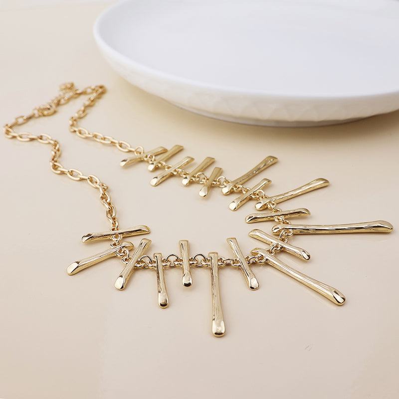 CASSIA PEBBLE NECKLACE-IMITATION GOLD PLATE
