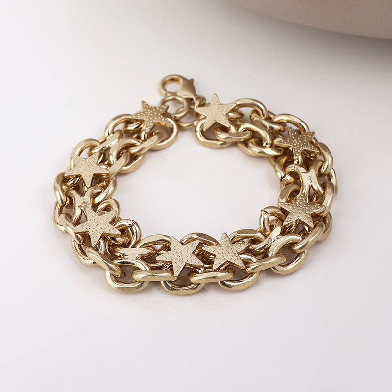 UNITY STAR BRACELET-WORN GOLD