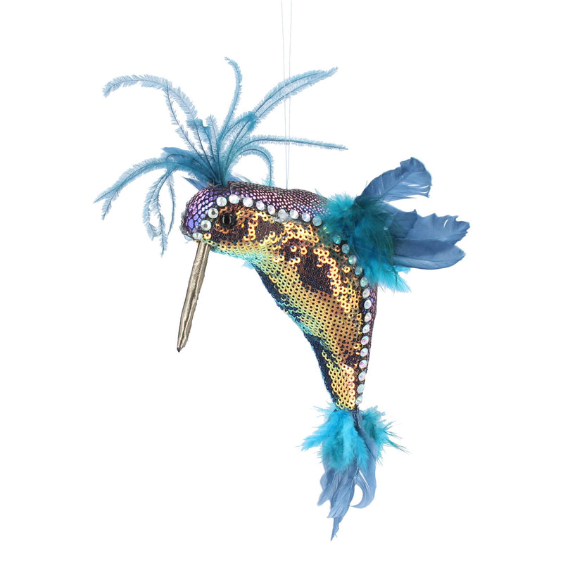 Multi Sequin and Feather Hummingbird Decoration