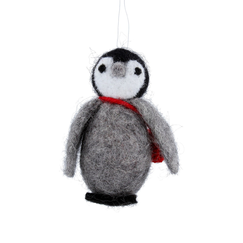 Wool Mix Grey Penguin with Red Bag