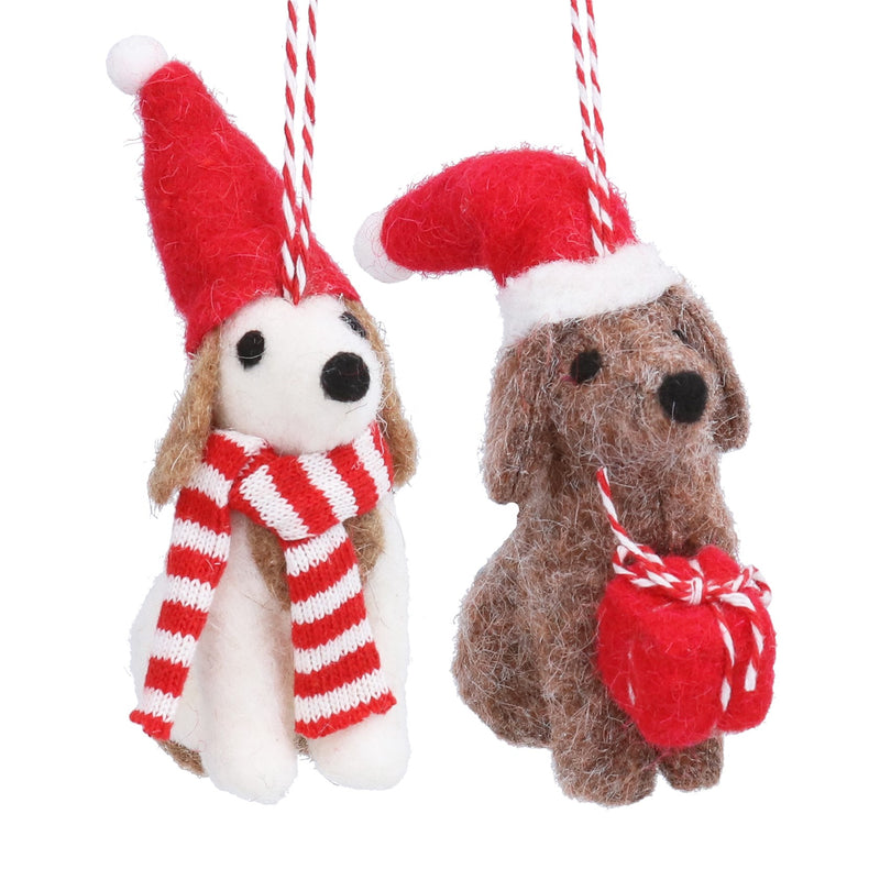 Mixed Wool Dog with Santa Hat Decoration