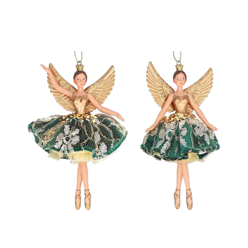 Green and Gold Lace Fairy Decoration