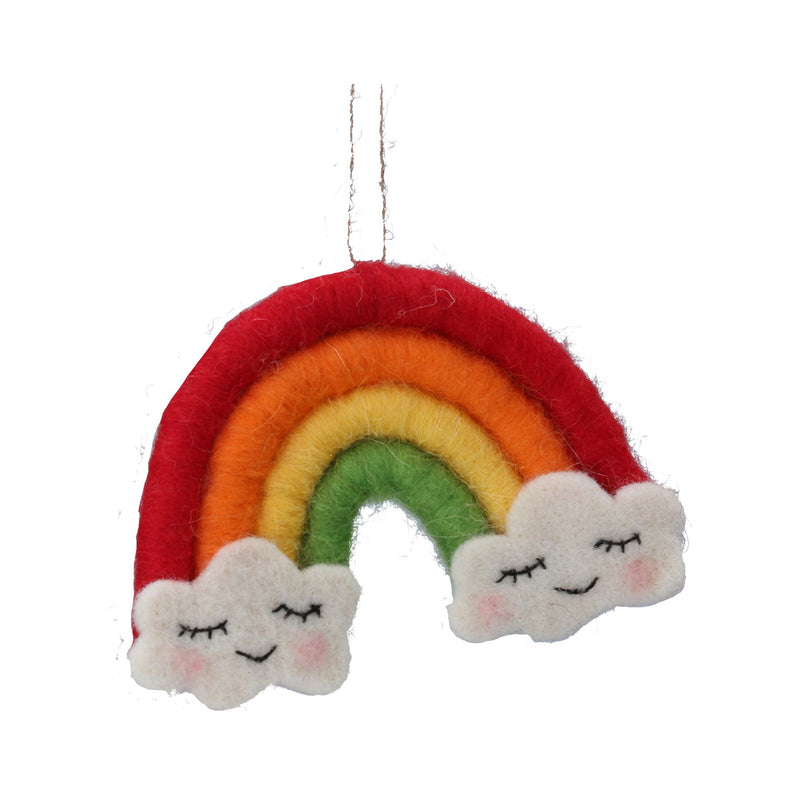 Mixed Wool Smiling Rainbow Decoration