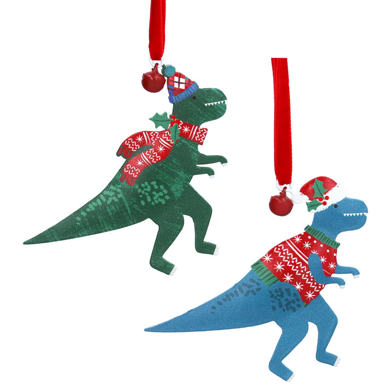 Tin T-Rex in Jumper and Scarf Decoration