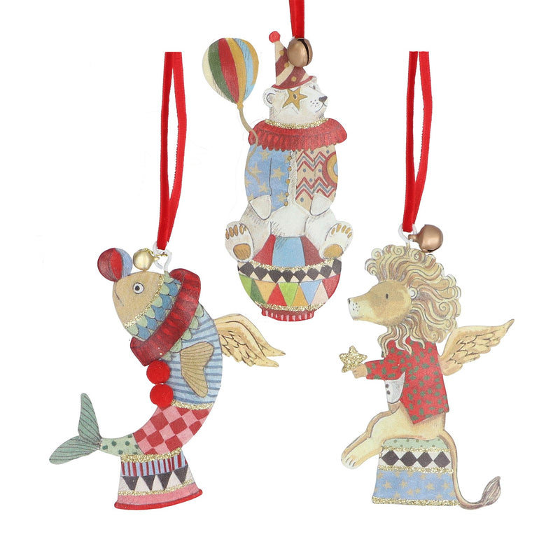 Gold Glitter Circus Tin Hanging Decoration