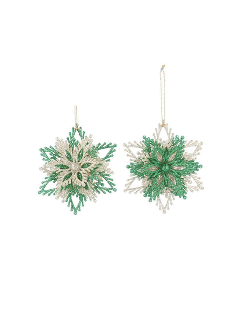 Green & Gold Snowflake Tree Decoration