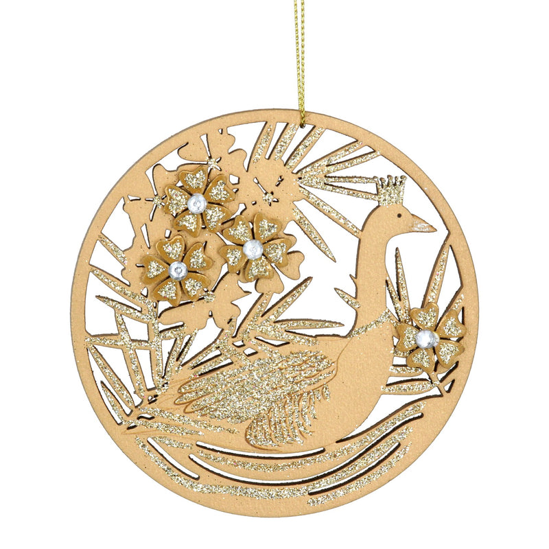 TwoTone Gold Goose Wood Disc Decoration