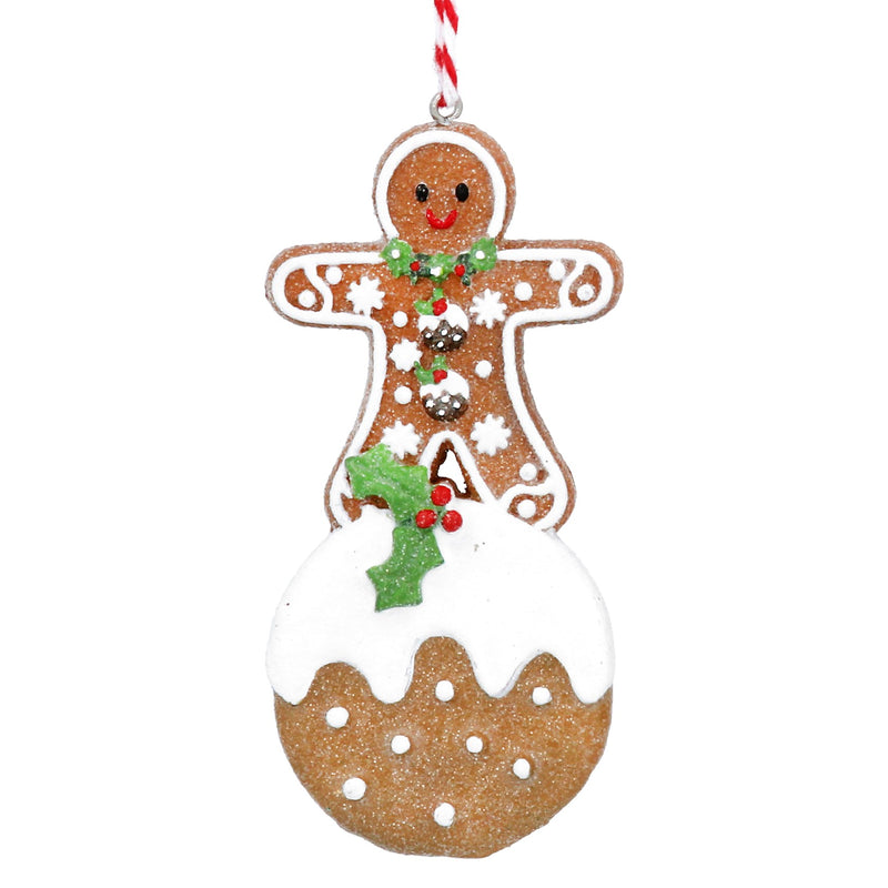 Gingerbread Man on Christmas Pudding Decoraation
