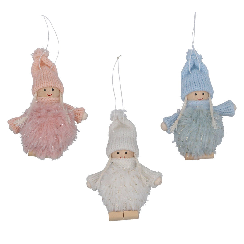 Pastel Fabric Wooden Girls with Hat