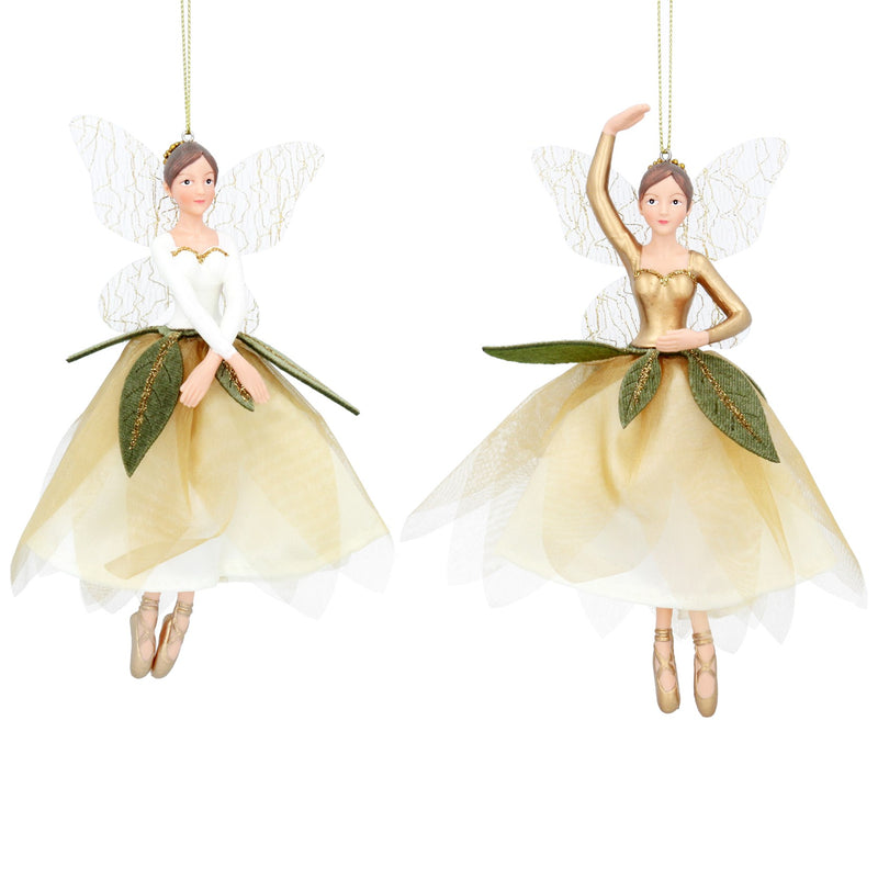 Cream and Gold Fabric Fairy Decoration