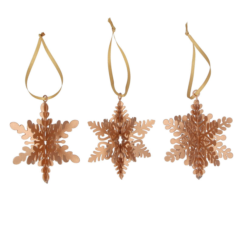 Gold Metal 3-D Snowflake Decoration