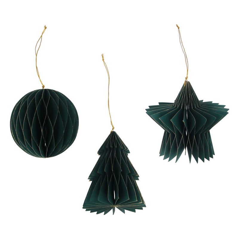 Green Paper Ball Star and Tree Decoration