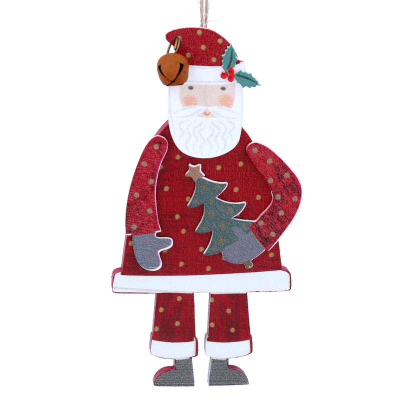 Wooden Santa Tree Decoration