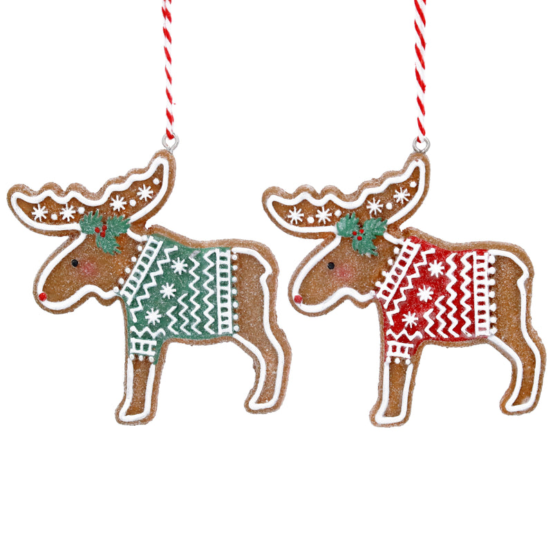 Resin Dressed Gingerbread Moose Decoration