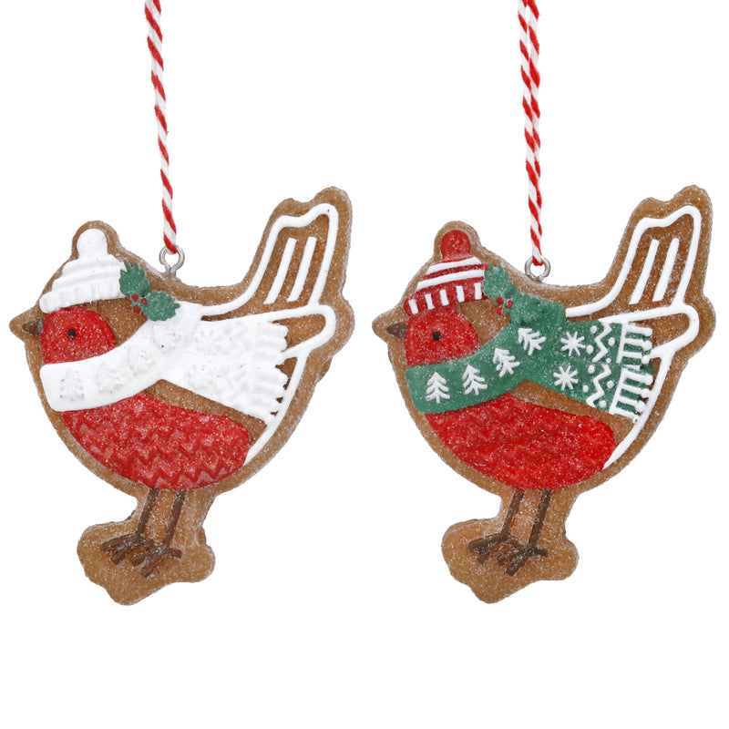 Resin Dressed Gingerbread Robin Dec, 2as