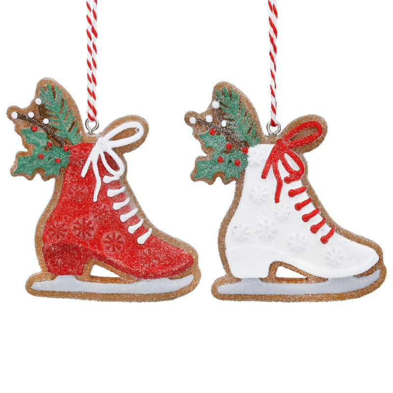 Resin Gingerbread Skating Boot Decoration