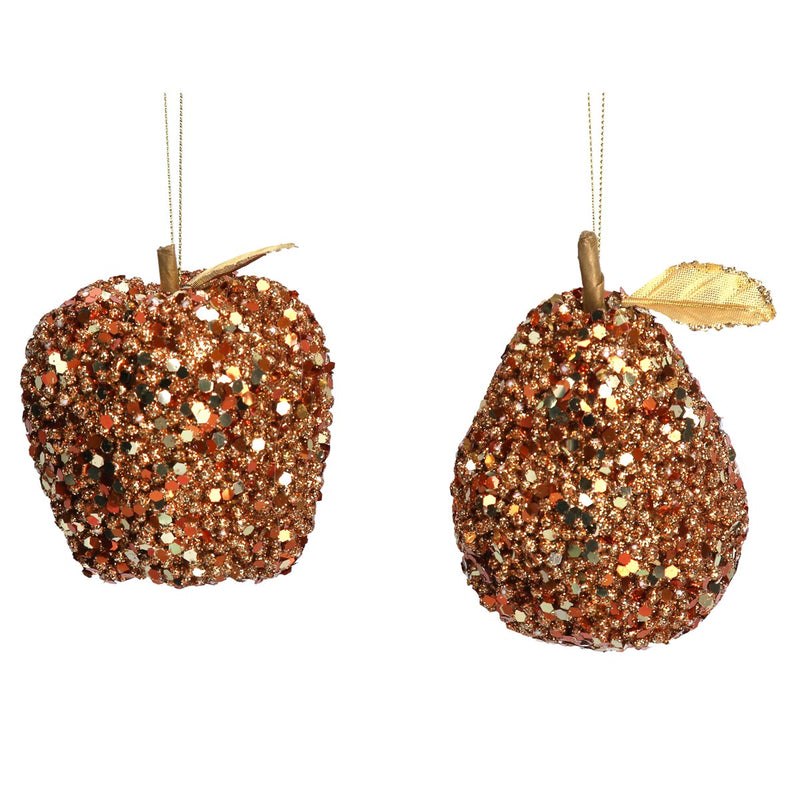 Copper Sequin Apple & Pear Decoration