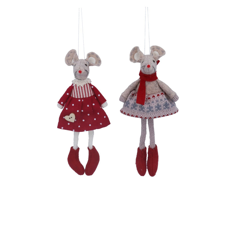 Red and Grey Fabric Mouse Decoration