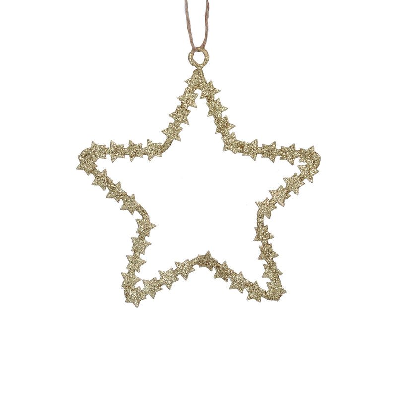 Small Gold Sparkle Metal Cut-Out Star Decoration