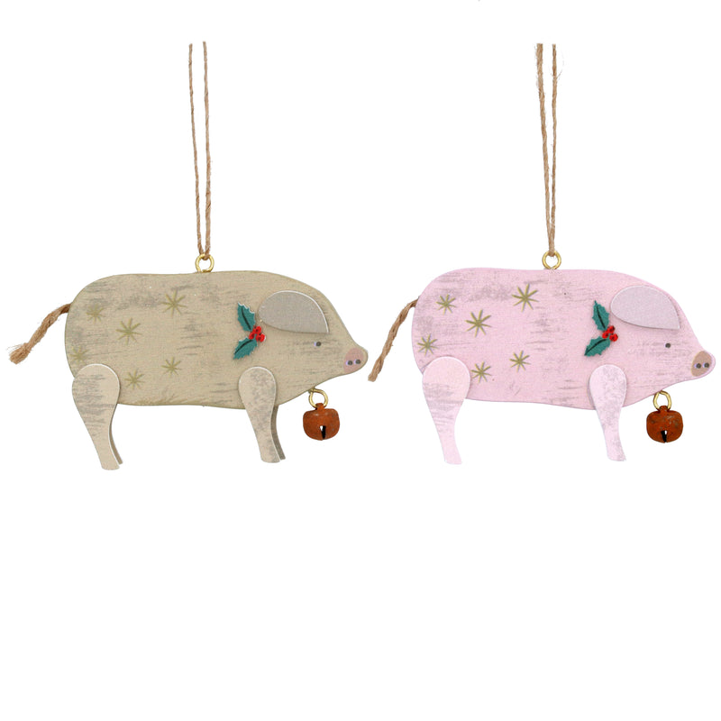 New England Wooden Pig Decoration