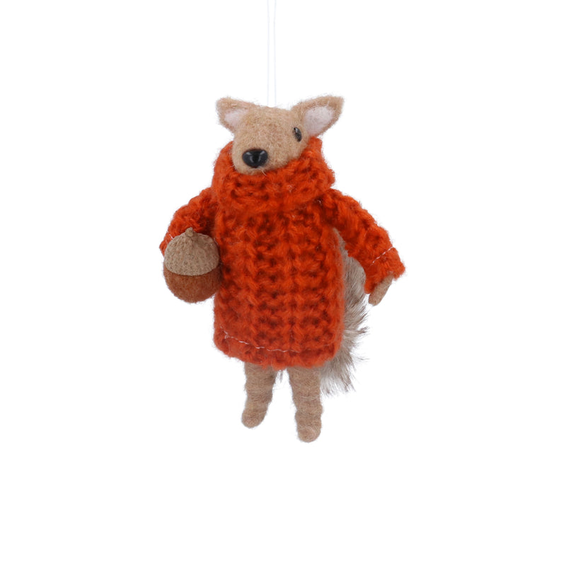 Mixed Wool Squirrel in Orange Jumper Decoration