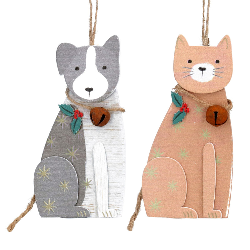 Wooden Dog and Cat Decoration