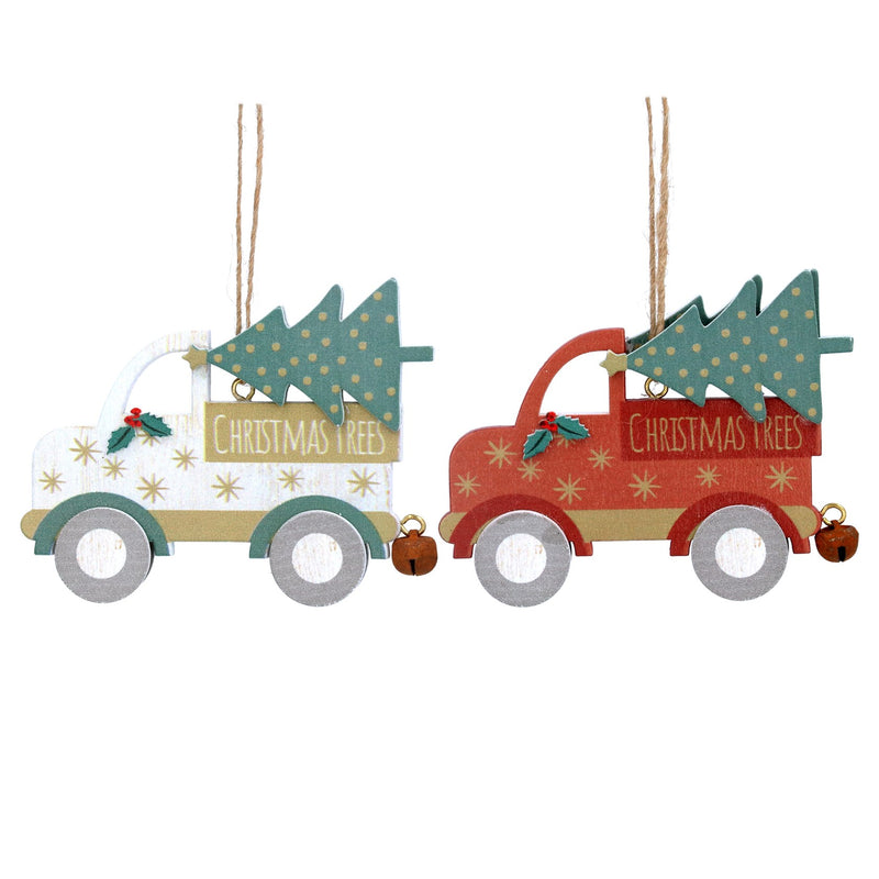 Wooden Lorry with Tree Decoration