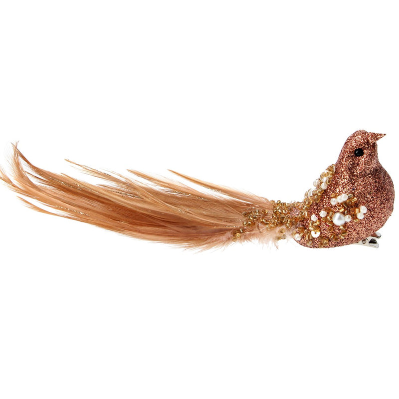 Clip on Copper Bird with Gold Beads