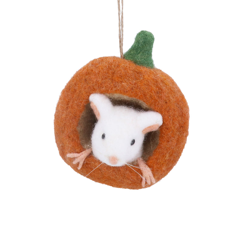 Mixed Wool White Mouse in Nutshell Decoration