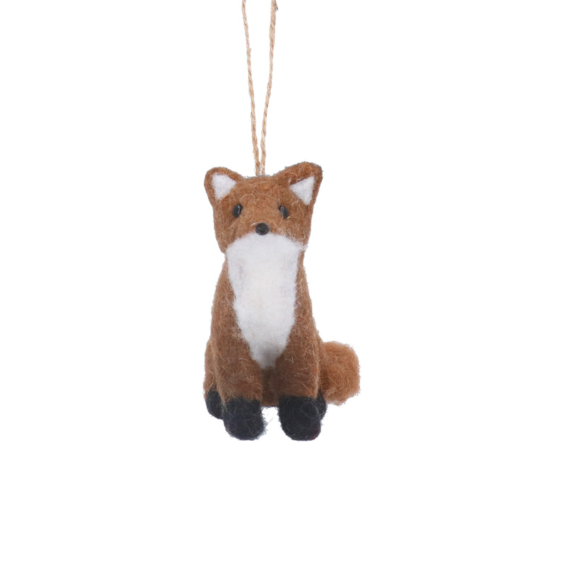 Mixed Wool Sitting Fox Decoration