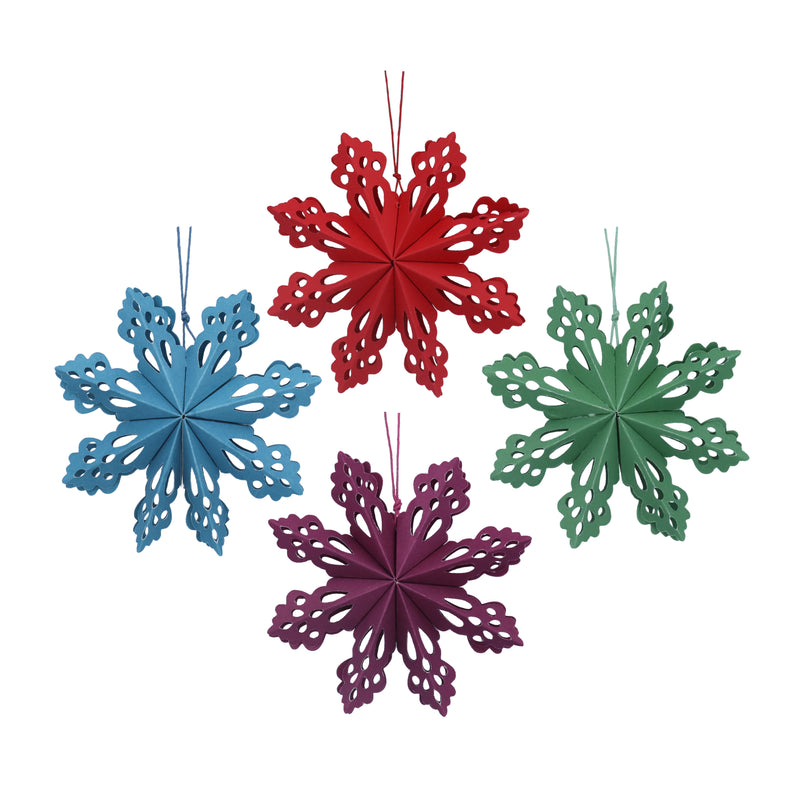 Small Coloured Paper Fretwork Snowflake Decoration