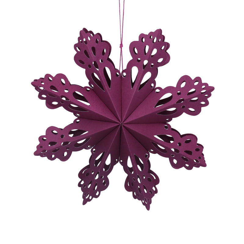 Large Aubergine Paper Fretwork Snowflake Decoration