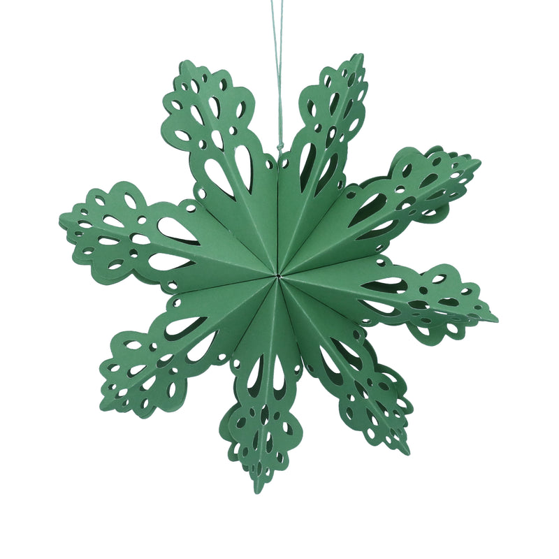 Large Green Paper Fretwork Snowflake Decoration