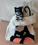 Cat Knitted Reusable Market Bag-Tote Bag-Giftable