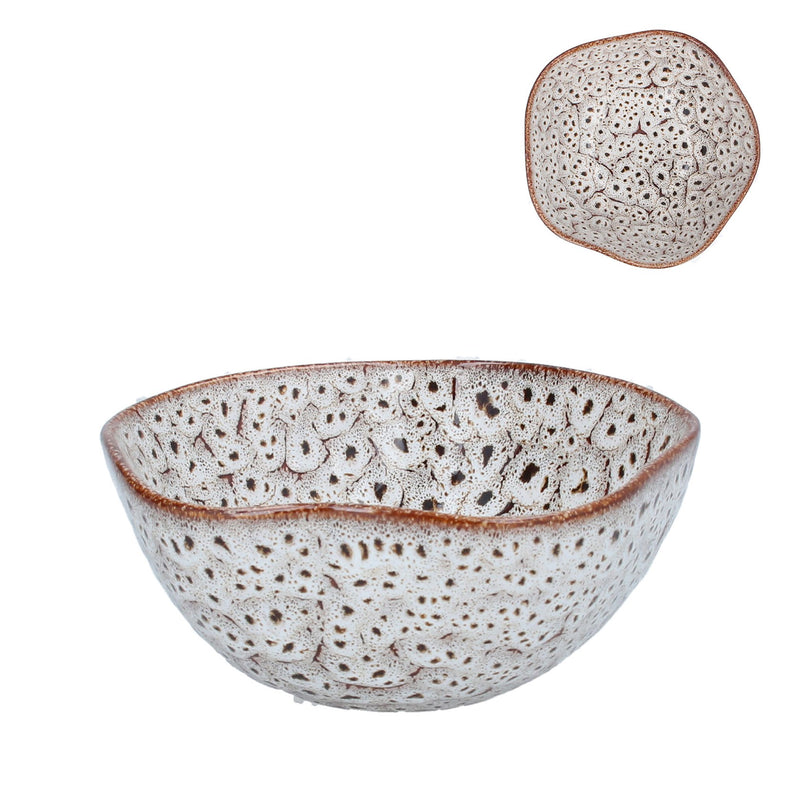 Speckled Brown Stoneware Rustic Bowl