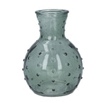 Green Dimple Glass Bottle Vase