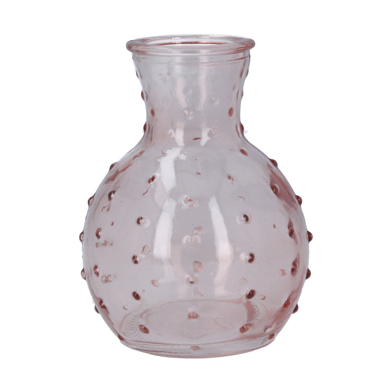 Pink Dimple Glass Bottle Vase